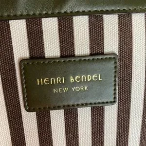 Henri Bendel Signature Stripe and Moss Green Leather Bucket Backpack henri bendel | Bags | Henri Bendel Signature Stripe And Moss  main image 2